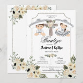 Mexicaans wit zilver charro Boy Girl Twin Bautizo Kaart (Voorkant / Achterkant)