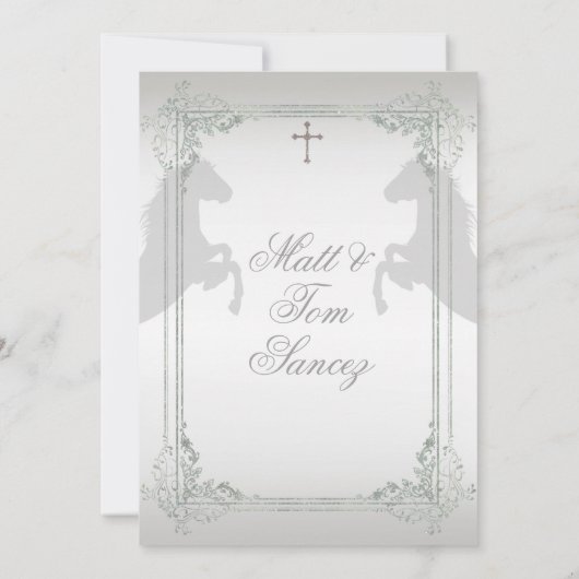 Mexicaans zilver Sibling Baptism & Third Birthday Kaart (Achterkant)