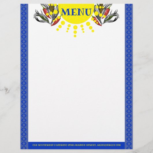 Mexicaans zuidwesten van voedselchili peper menu (Voorkant)