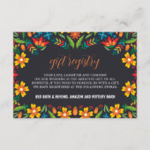 Mexicaans Zwart Bloemig Kleurrijk Botanisch Huweli Informatiekaartje (Voorkant)