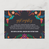 Mexicaans Zwart Kleurrijke Bloemen Nuestra Boda Hu Informatiekaartje (Voorkant)