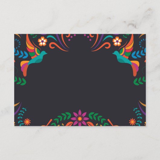 Mexicaans Zwart Kleurrijke Bloemen Nuestra Boda Hu Informatiekaartje (Achterkant)