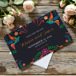 Mexicaans Zwart Kleurrijke Bloemen Nuestra Boda Hu Save The Date