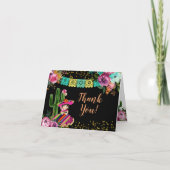 Mexicaans Zwart Kleurrijke Fiesta Bloemen Verjaard Bedankkaart (Voorkant)