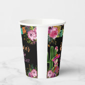 Mexicaans Zwart Kleurrijke Fiesta Bloemen Verjaard Papieren Bekers (Links)