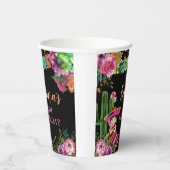 Mexicaans Zwart Kleurrijke Fiesta Bloemen Verjaard Papieren Bekers (Rechts)