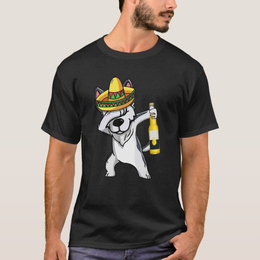 Mexicaanse abbing Husky Cinco de Mayo Poncho Sombr T-shirt (Voorkant)