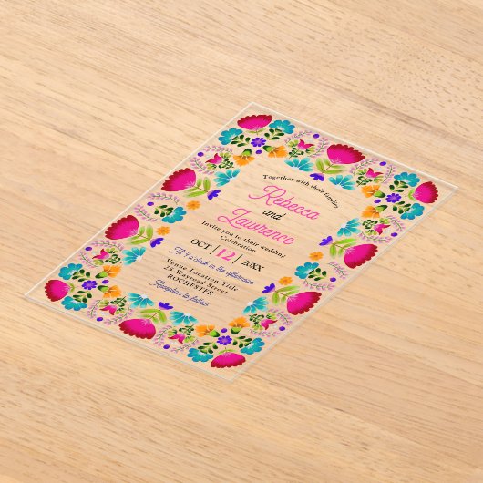 Mexicaanse acryl bruiloft uitnodiging (Laagn)