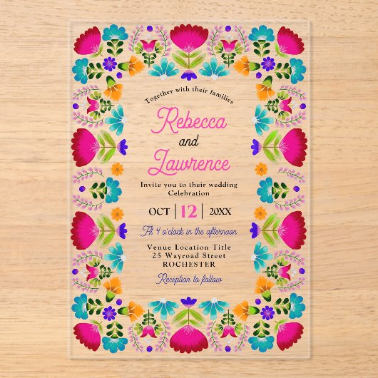 Mexicaanse acryl bruiloft uitnodiging (Voorkant)