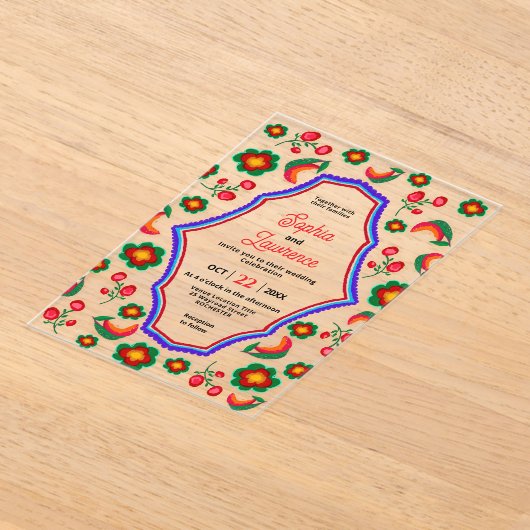 Mexicaanse acryl bruiloft uitnodiging (Laagn)