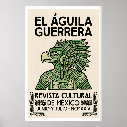 Mexicaanse Adelaar Poster Azteekse Krijger Ontwerp (Voorkant)