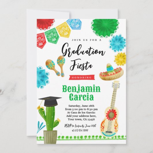 Mexicaanse afstudeerfeest uitgenodigd kaart (Voorkant)