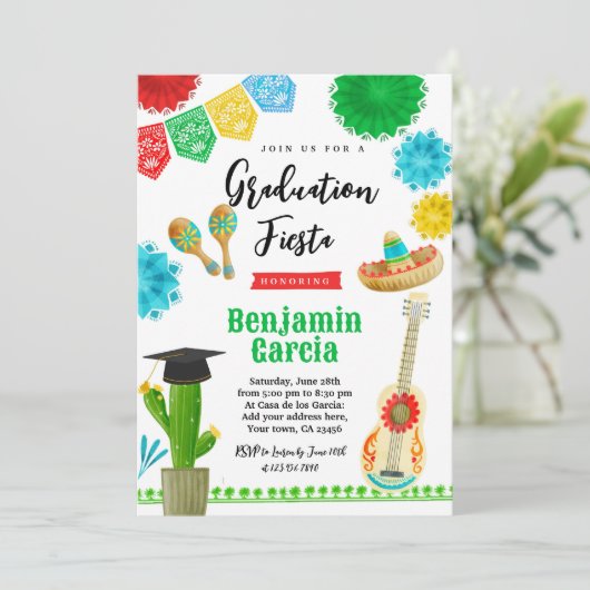 Mexicaanse afstudeerfeest uitgenodigd kaart (Staand voorkant)