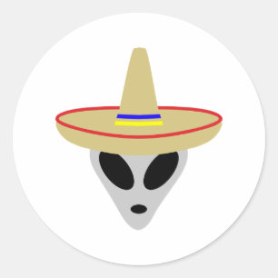 mexicaanse alien sombrero ronde sticker