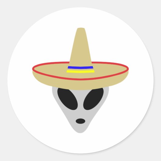 mexicaanse alien sombrero ronde sticker (Voorkant)