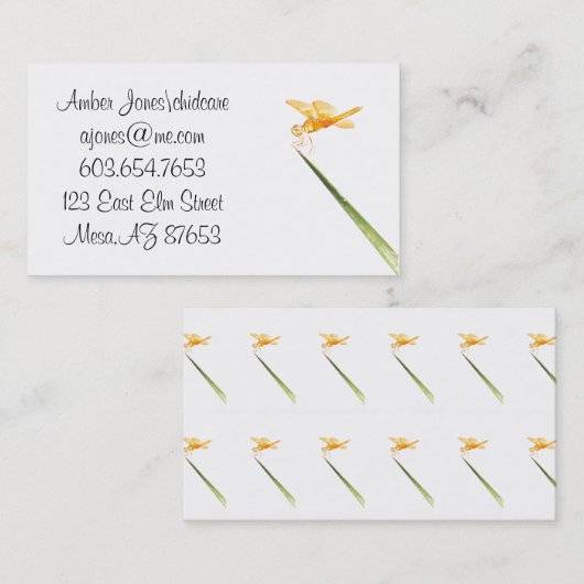 Mexicaanse ambervleugelvlieg visitekaartje (Voorkant / Achterkant)