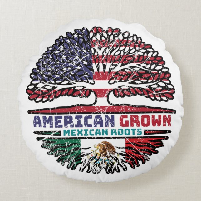 Mexicaanse Amerikaanse Amerikaanse Amerikaanse Ame Rond Kussen (Voorkant)