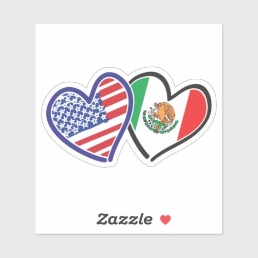 Mexicaanse Amerikaanse hartvlaggen Sticker (Vel)