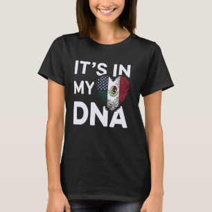 Mexicaanse Amerikaanse Vingerafdruk Hart Vlag DNA T-shirt