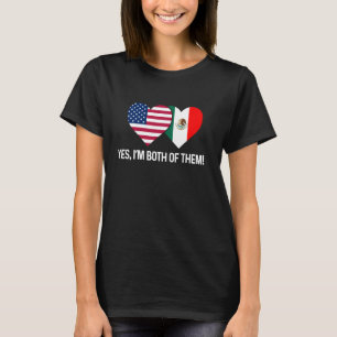 Mexicaanse Amerikaanse Vlag Liefde Trots Half Mexi T-shirt