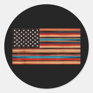 Mexicaanse Amerikaanse vlag Serape Cinco de Mayo F Ronde Sticker