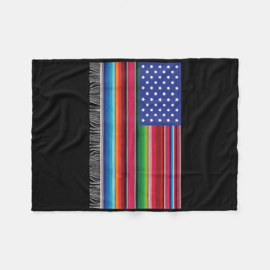 Mexicaanse Amerikaanse vlag Serape Cinco de Mayo v Fleece Deken (Voorkant (Horizontaal))