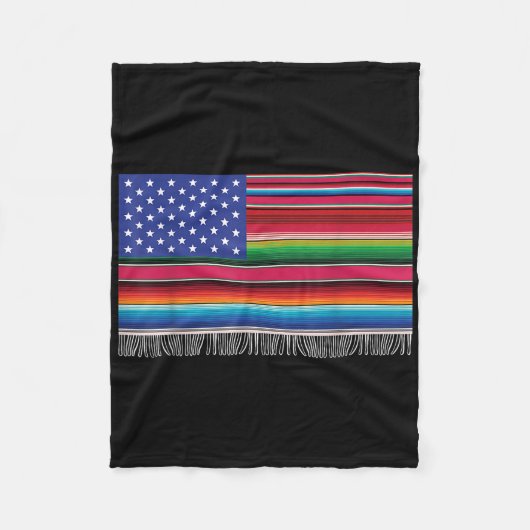Mexicaanse Amerikaanse vlag Serape Cinco de Mayo v Fleece Deken (Voorkant)