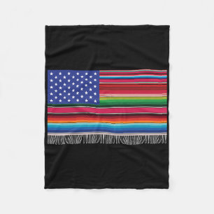 Mexicaanse Amerikaanse vlag Serape Cinco de Mayo v Fleece Deken