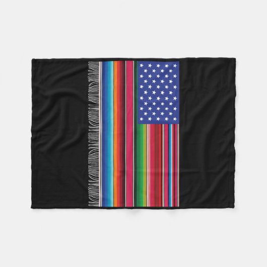 Mexicaanse Amerikaanse vlag Serape Cinco de Mayo v Fleece Deken (Voorkant (Horizontaal))