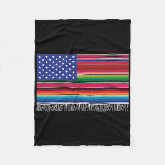 Mexicaanse Amerikaanse vlag Serape Cinco de Mayo v Fleece Deken (Voorkant)
