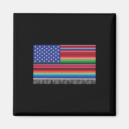 Mexicaanse Amerikaanse vlag Serape Cinco de Mayo v Magneet (Voorkant)