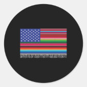 Mexicaanse Amerikaanse vlag Serape Cinco de Mayo v Ronde Sticker (Voorkant)