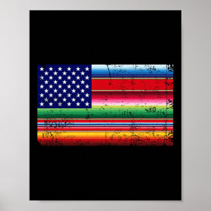 Mexicaanse Amerikaanse vlag Usa Serape Cinco de Ma Poster