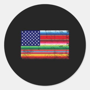 Mexicaanse Amerikaanse vlag Usa Serape Cinco de Ma Ronde Sticker