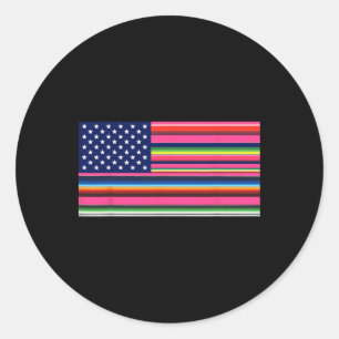 Mexicaanse Amerikaanse vlag Usa Serape Cinco de Ma Ronde Sticker
