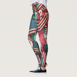 Mexicaanse/Amerikaanse vlag — Verenigde Staten en Leggings