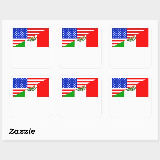 Mexicaanse Amerikaanse vlag Vierkante Sticker (Vel)
