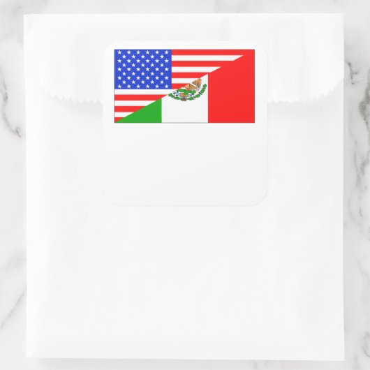 Mexicaanse Amerikaanse vlag Vierkante Sticker (Tas)