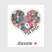 Mexicaanse/Amerikaanse vlaggen Hart Sticker (Vel)