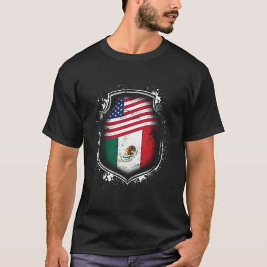 Mexicaanse Amerikaanse vlaggen van Mexico en Ameri T-shirt (Voorkant)