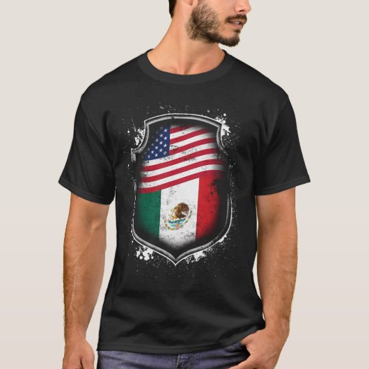 Mexicaanse Amerikaanse vlaggen van Mexico en Ameri T-shirt (Voorkant)