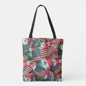 Mexicaanse/Amerikaanse vlaggen - VS en Mexicaans Tote Bag (Achterkant)