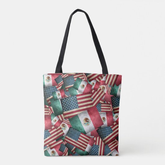 Mexicaanse/Amerikaanse vlaggen - VS en Mexicaans Tote Bag (Achterkant)
