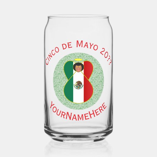 Mexicaanse Angel Cinco de Mayo gepersonaliseerd Blikvorm Glas (Voorkant)
