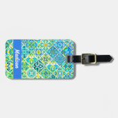 Mexicaanse aqua mint Siciliaanse mediterrane tegel Bagagelabel (Voorkant horizontaal)