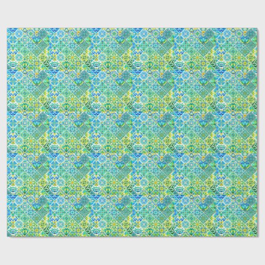 Mexicaanse aqua mint Siciliaanse mediterrane tegel Cadeaupapier (Vlak)