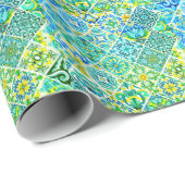 Mexicaanse aqua mint Siciliaanse mediterrane tegel Cadeaupapier (Rol Hoek)