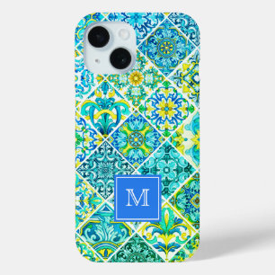 Mexicaanse aqua mint Siciliaanse mediterrane tegel iPhone 15 Case