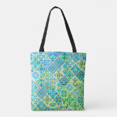 Mexicaanse aqua mint Siciliaanse mediterrane tegel Tote Bag (Achterkant)