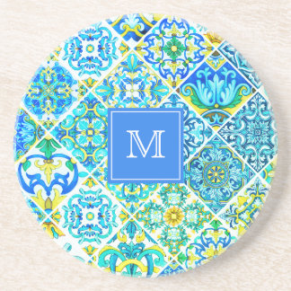 Mexicaanse aqua mint Siciliaanse mediterrane tegel Zandsteen Onderzetter